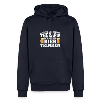Andere Gehen Zur Therapie Ich Gehe Bier Trinken - Männer Premium Bio Hoodie - Navy - Vorne - Nico (187cm)
