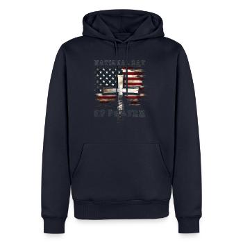 Journée nationale de prière - Sweat à capuche Premium bio Homme - bleu marine - Devant - Nico (187cm)