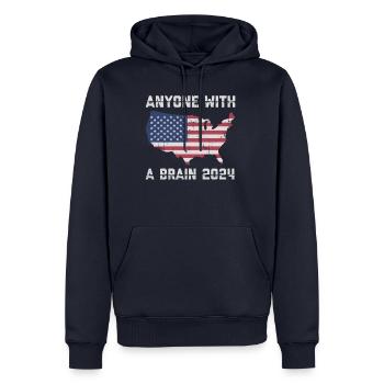 2024 Brain Vote Democracy Anti- Tee - Männer Premium Bio Hoodie - Navy - Vorne - Nico (187cm)