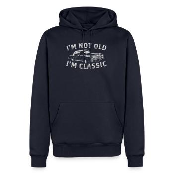 Klassisches Auto-retro-vintage-t-shirt - Männer Premium Bio Hoodie - Navy - Vorne - Nico (187cm)