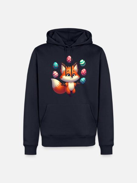 Jonglierender Rotfuchs mit Ostereiern - Männer Premium Bio Hoodie - Navy