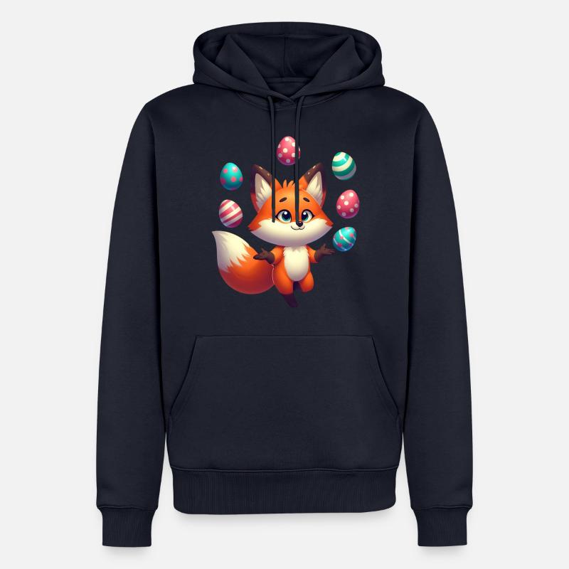 Jonglierender Rotfuchs mit Ostereiern - Männer Premium Bio Hoodie - Navy