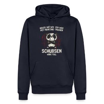 Funny Shoving Panda Saying Shirt - Men’s Premium Organic Hoodie - navy - Front - Nico (187cm)