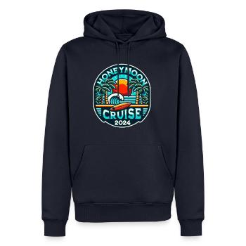 T-shirt „flitterwochen-kreuzfahrt Für Paare 2024“ - Männer Premium Bio Hoodie - Navy - Vorne - Nico (187cm)