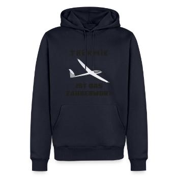thermik ist das zauberwort - Männer Premium Bio Hoodie - Navy - Vorne - Nico (187cm)