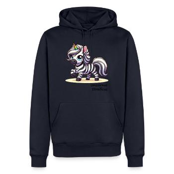 Zebra Einhorn - Unicornus Streificus - Männer Premium Bio Hoodie - Navy - Vorne - Nico (187cm)