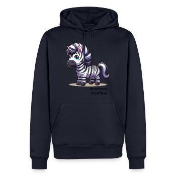 Licorne zébrée 3 - Unicornus streificus - Sweat à capuche Premium bio Homme - bleu marine - Devant - Nico (187cm)