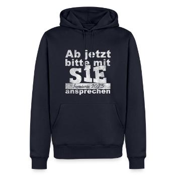 Jugendweihe 2023 - Männer Premium Bio Hoodie - Navy - Vorne - Nico (187cm)