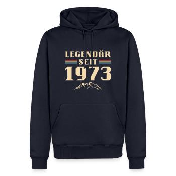 Retro Vintage Berge Jahrgang 1973 Geburtstag - Männer Premium Bio Hoodie - Navy - Vorne - Nico (187cm)