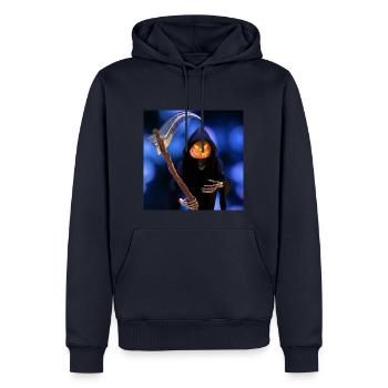 Der Sensenmann zu Halloween - Männer Premium Bio Hoodie - Navy - Vorne - Nico (187cm)
