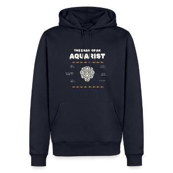 🤿 "The Brain of an Aquarist" Shirt 🤿 - Men’s Premium Organic Hoodie - navy - Front - Nico (187cm)