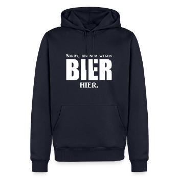 Bier - Spruch - lustig - Männer Premium Bio Hoodie - Navy - Vorne - Nico (187cm)