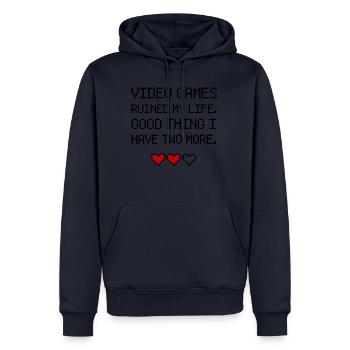 Gamer gaming games heart life health - Männer Premium Bio Hoodie - Navy - Vorne - Nico (187cm)