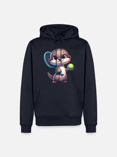 Süßer Otter Tennis Spieler - Männer Premium Bio Hoodie - Navy
