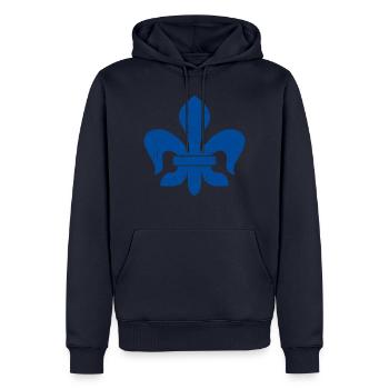 Fleur-de-lis / Lys - Sweat à capuche Premium bio Homme - bleu marine - Devant - Nico (187cm)
