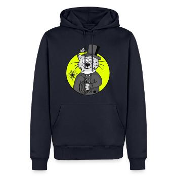 Ramoneur rétro chat - Sweat à capuche Premium bio Homme - bleu marine - Devant - Nico (187cm)