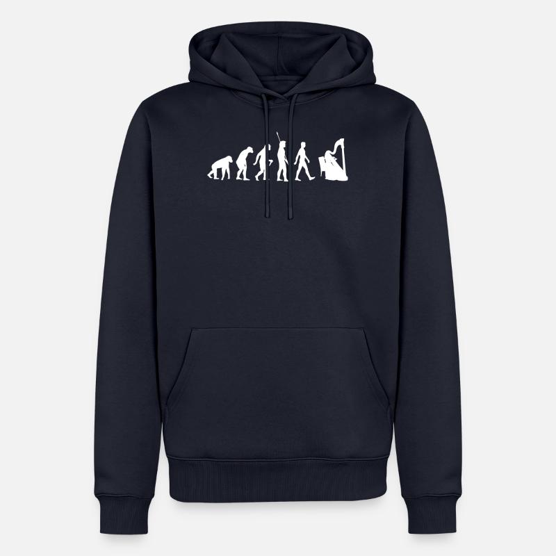 Evolution harpe - musique amoureuse harpiste - Sweat à capuche Premium bio Homme - bleu marine