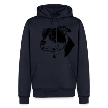 american_stafford_2 - Sweat à capuche Premium bio Homme - bleu marine - Devant - Nico (187cm)
