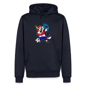 Kroatien Fußball Einhorn Dab WM Geschenk - Männer Premium Bio Hoodie - Navy - Vorne - Nico (187cm)