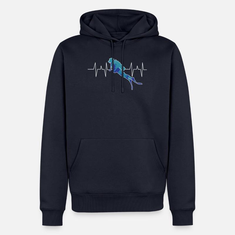 Tauchen - Taucher - Scuba Diving - Herzschlag - Männer Premium Bio Hoodie - Navy