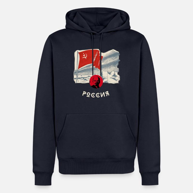 russie, lenin, drapeau, faucille, drapeau, moscou, russie - Sweat à capuche Premium bio Homme - bleu marine