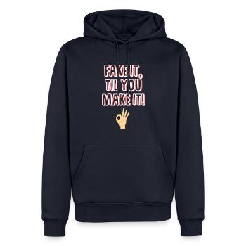 Fais-le, jusqu'à ce que tu le fasses! Cadeau - dictons - Sweat à capuche Premium bio Homme - bleu marine - Devant - Nico (187cm)