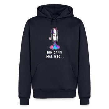 Einhorn bin dan mal weg Geschenk - Männer Premium Bio Hoodie - Navy - Vorne - Nico (187cm)