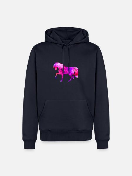 Horse Funny Animals Blue-Pink Watercolor Tee Shirt Kin - Men’s Premium Organic Hoodie - navy