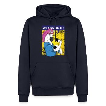 We can do it Unicorn Einhorn Frauenpower Girlpower - Männer Premium Bio Hoodie - Navy - Vorne - Nico (187cm)