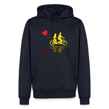 Cadeau de mariage cadeau vélo Tandem - Sweat à capuche Premium bio Homme - bleu marine - Devant - Nico (187cm)