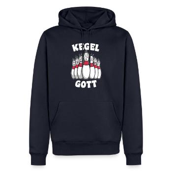 Kegel Gott - Männer Premium Bio Hoodie - Navy - Vorne - Nico (187cm)