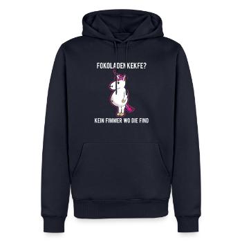 FOKOLADENKEKFE KEIN FIMMER Wo die FINDEN - Männer Premium Bio Hoodie - Navy - Vorne - Nico (187cm)