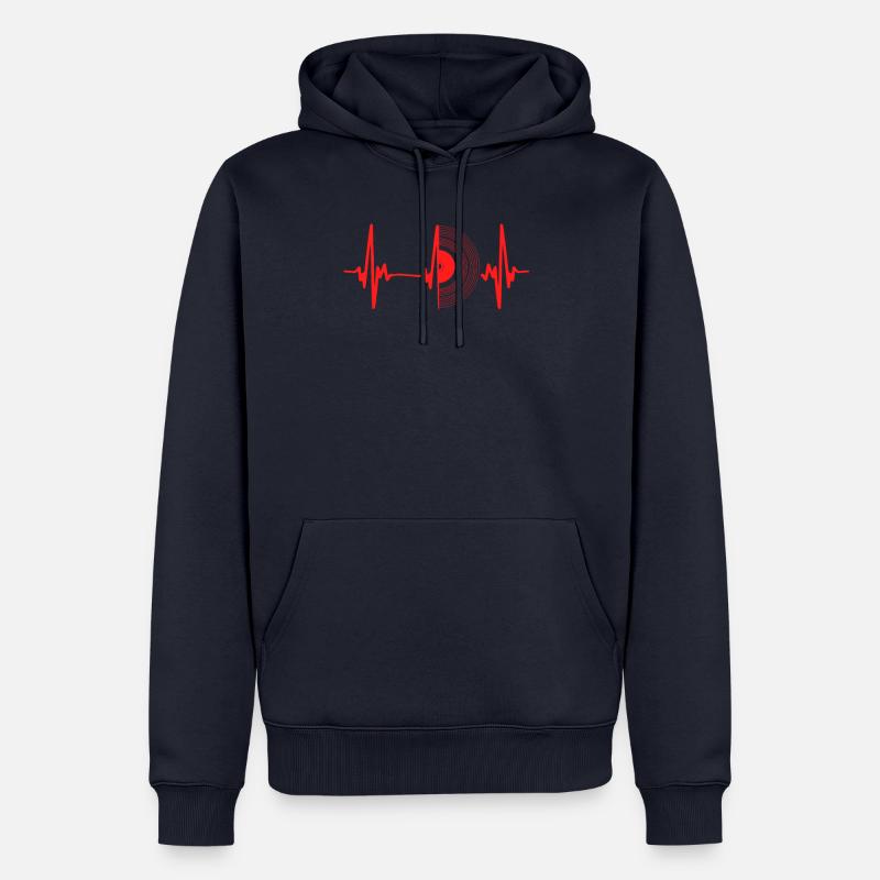 battement de coeur de vinyle - Sweat à capuche Premium bio Homme - bleu marine