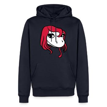 kopf gesicht weiblich frau huebsch girl maedchen s - Männer Premium Bio Hoodie - Navy - Vorne - Nico (187cm)