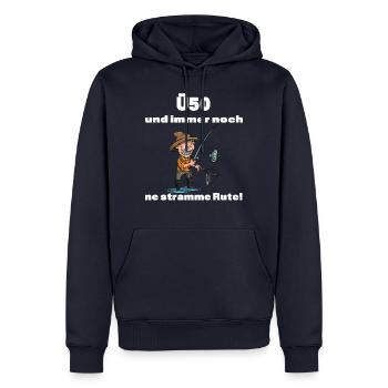 ü50 50 50. Geburtstag Angeln Fischen Mann Geschenk - Männer Premium Bio Hoodie - Navy - Vorne - Nico (187cm)