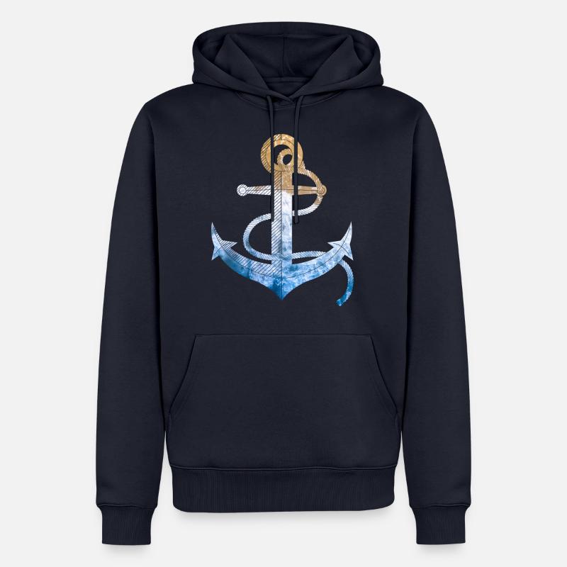 ancre - Sweat à capuche Premium bio Homme - bleu marine