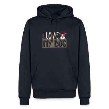 Ich Liebe Hund Hundeliebe - Männer Premium Bio Hoodie - Navy - Vorne - Nico (187cm)