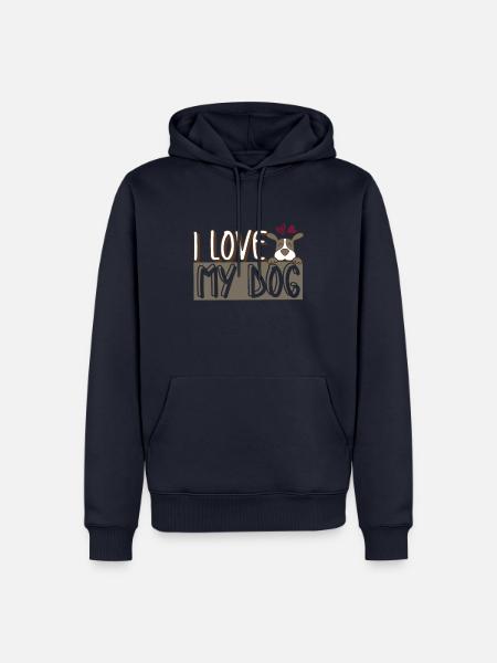 J'adore mon chien - Sweat à capuche Premium bio Homme - bleu marine