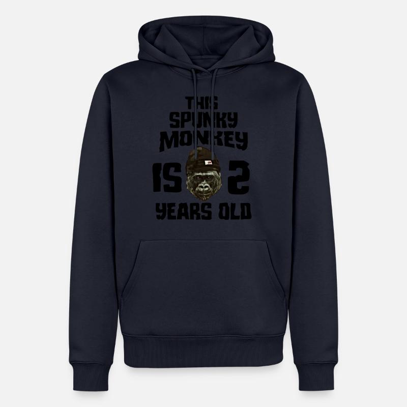 singe courageux 2e anniversaire - Sweat à capuche Premium bio Homme - bleu marine