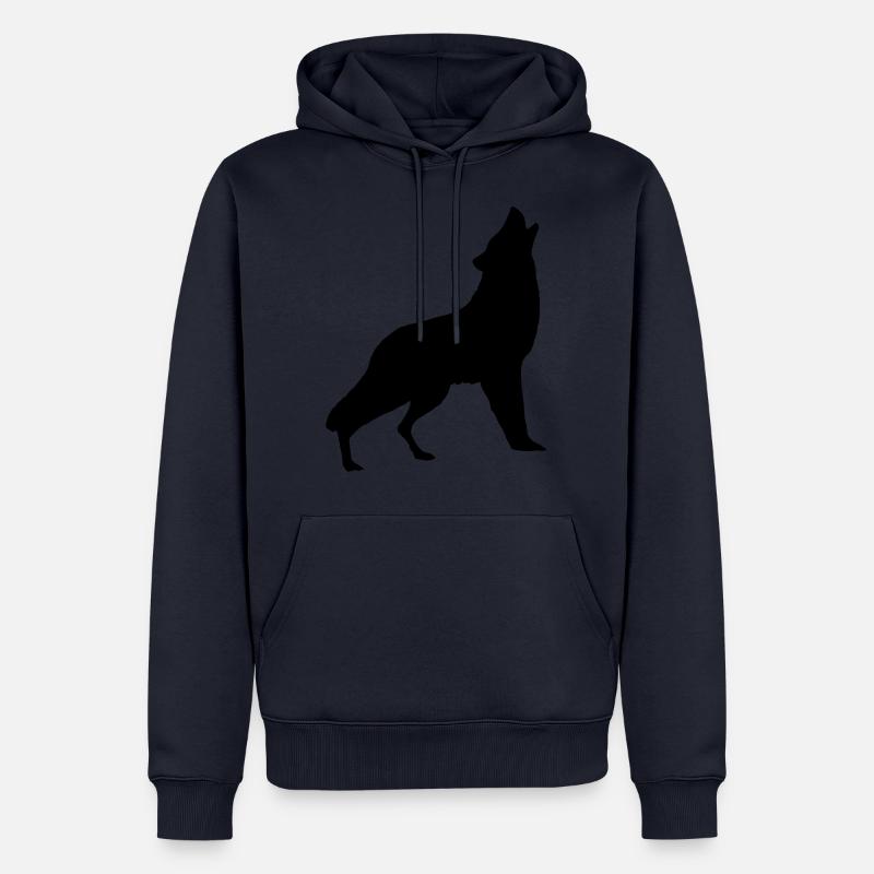 loup - Sweat à capuche Premium bio Homme - bleu marine