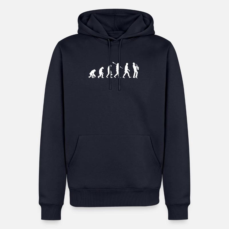 Evolution du saxophone - Sweat à capuche Premium bio Homme - bleu marine