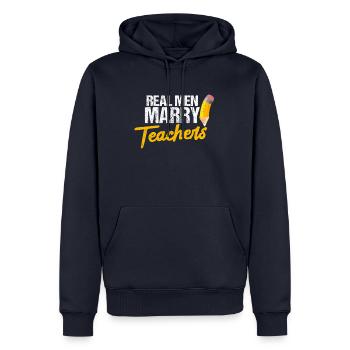 Mann Männer Lehrerin Heirat Heiraten Geschenk - Männer Premium Bio Hoodie - Navy - Vorne - Nico (187cm)