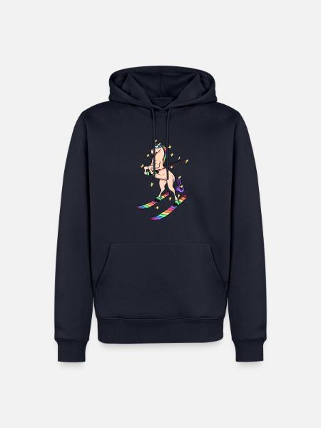 Einhorn auf Ski Skifahrer Alpen Winter Geschenk - Männer Premium Bio Hoodie - Navy