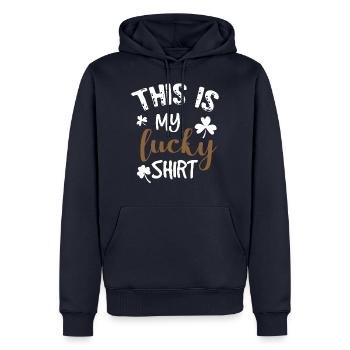 This is my lucky shirt - Men’s Premium Organic Hoodie - navy - Front - Nico (187cm)