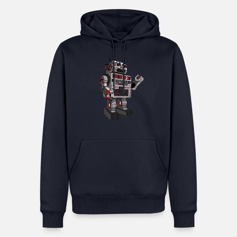Robby Rob mr. robot scifi android jouet retro pc - Sweat à capuche Premium bio Homme - bleu marine