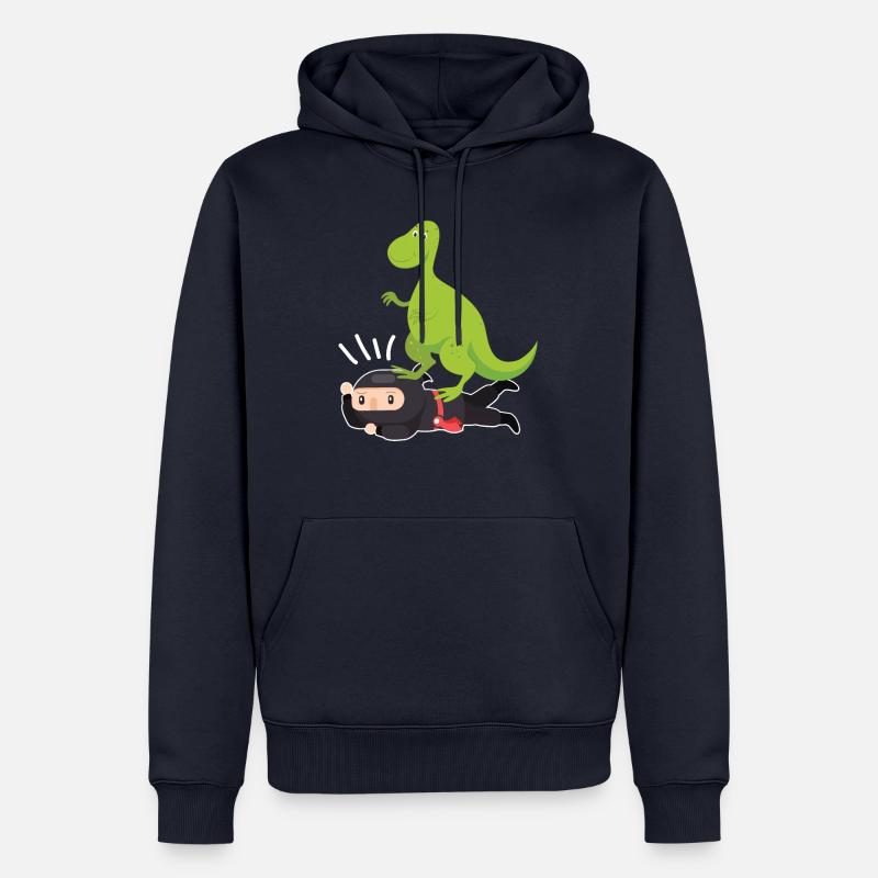 Ninja Samurai mit Dinosaurier - Männer Premium Bio Hoodie - Navy