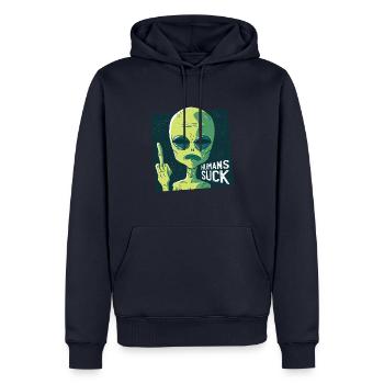 Sucer l'homme - Sweat à capuche Premium bio Homme - bleu marine - Devant - Nico (187cm)