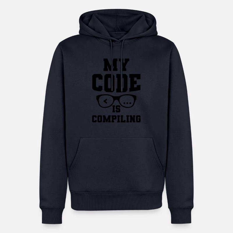 my code is compiling - Männer Premium Bio Hoodie - Navy