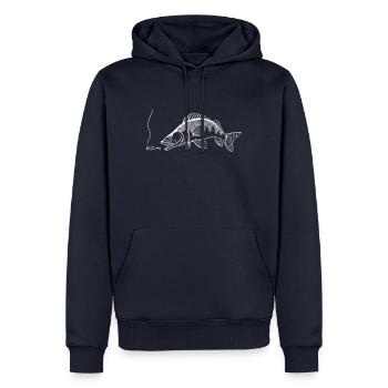 Angler shirt - pikeperch - predatory fish fishing - fish - Men’s Premium Organic Hoodie - navy - Front - Nico (187cm)