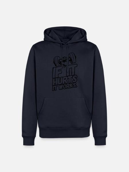Fitness Workout Sport Sprüche Schmerzen - Männer Premium Bio Hoodie - Navy